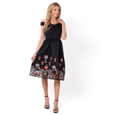Black 'Lilanna' floral prom dress